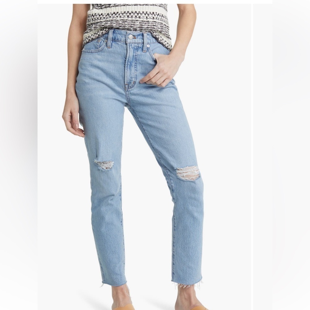 Madewell The Perfect High Waist Rip Tapered Jeans in Bradwell Wash Size 29